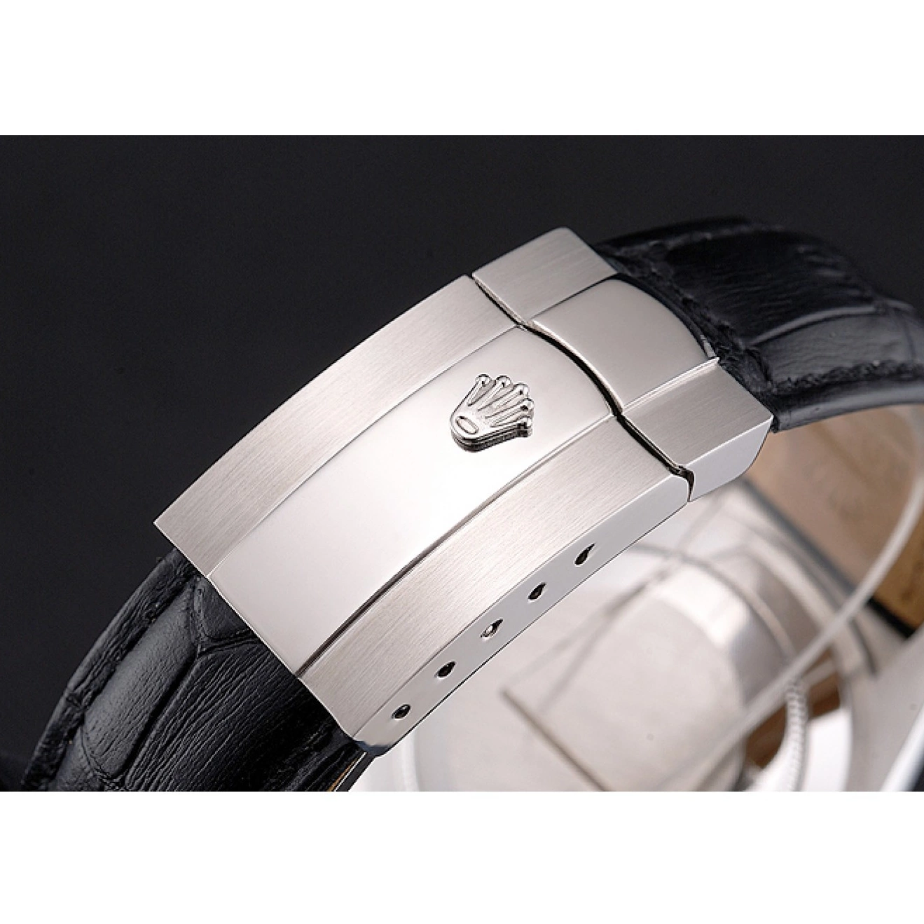 Rolex copies cheap Black Leather Rolex Dweller Case Stainless Sky Black Strap Steel Dial 0531